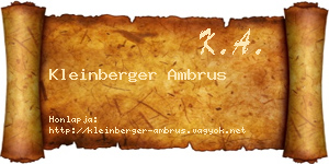 Kleinberger Ambrus névjegykártya